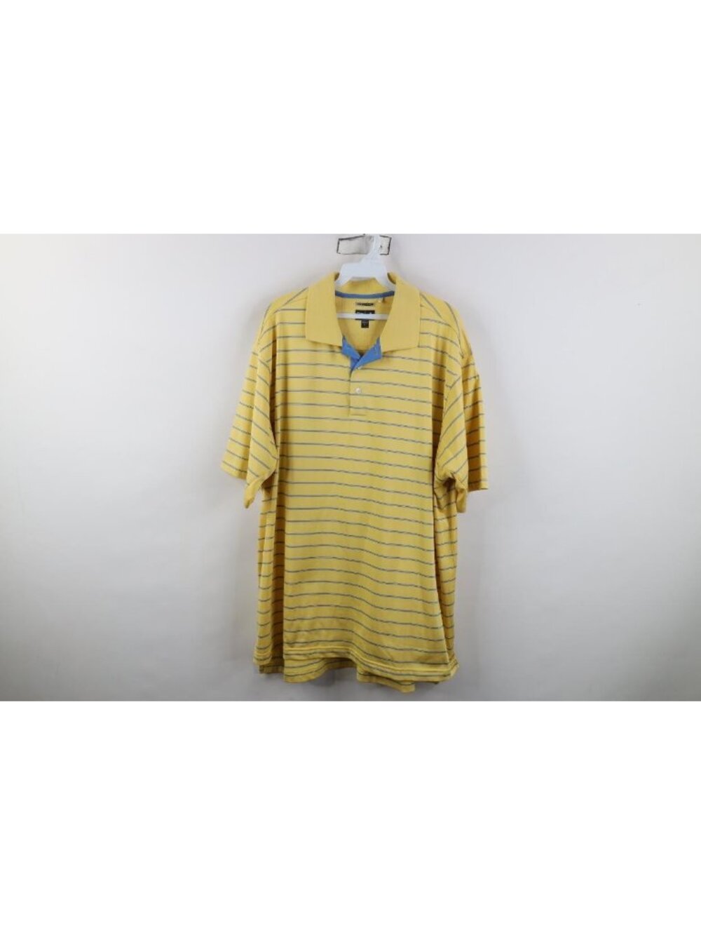Vtg Y2K Adidas Golf Collared Polo Shirt Mens Size XL Yellow Striped Short Sleeve